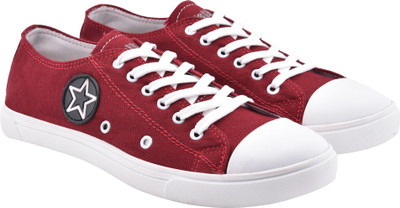 

WalkJump men solid casual shoes, star canvas shoes, Canvas Shoes For Men(Red