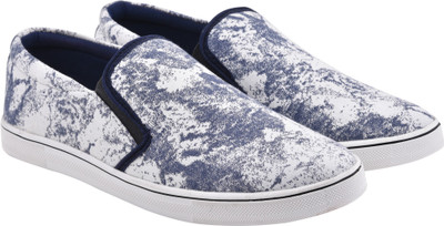 

WalkJump printed sneakers, stylish canvas shoes, Slip On Sneakers For Men(White, Blue