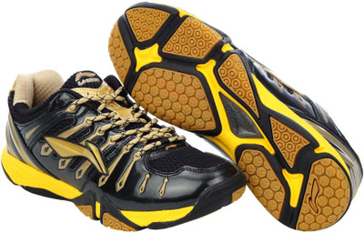 

Li-Ning TURBO-1.0 Badminton Shoes For Men(Black, Gold