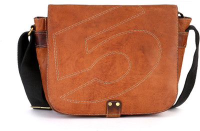 

Hawai Girls Casual Brown Genuine Leather Sling Bag
