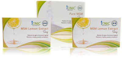 

Ionic Combo Pack of 3 Soap (Pack of 2 MSM Lemon extract Soap & Pure MSM Soap), 75gms(225 g, Pack of 3)