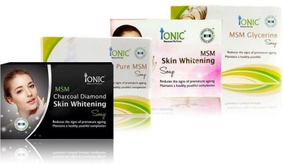 

Ionic Combo pack of 4 Soap (MSM Charcoal Skin whitening, Pure MSM, MSM Skin whitening & MSM Glycerin), 75g each(300 g, Pack of 4)