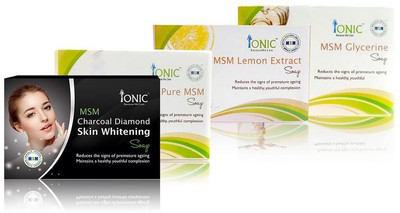 

Ionic Combo pack of 4 Soap (Charcoal Diamond Skin Whitening, Pure MSM, Lemon MSM & Glycerin MSM), 75g each(300 g, Pack of 4)