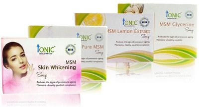 

Ionic Combo pack of 4 Soap (MSM Skin whitening, Pure MSM, Lemon MSM & Glycerin MSM), 75g each(300 g, Pack of 4)