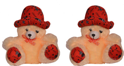 anmol toys Combo Of Two Cap Teddy - 25 cm(Cream)
