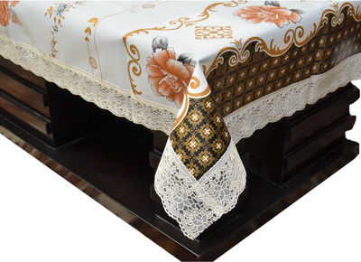 KUBER INDUSTRIES Printed 4 Seater Table Cover(White, Plastic)