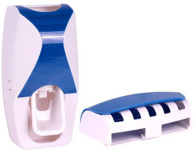 

elegantshopping Automatic Multipurpose Toothpaste Dispenser And Tooth Brush Holder Set Plastic Toothbrush Holder Plastic Toothbrush Holder(Blue, Wall Mount)