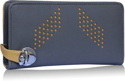 

Fantosy Women Casual Blue Genuine Leather Wrist Wallet(4 Card Slots), Grey and beige