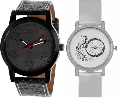 Miss Perfect Leather Black 002 and white peacock 301 combo watches for girls and boys Watch  - For Boys   Watches  (Miss Perfect)
