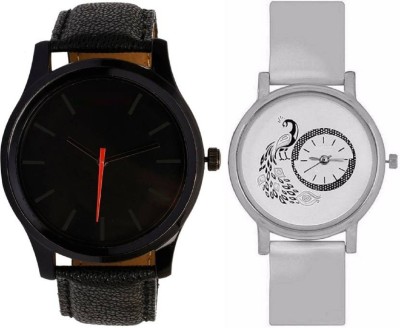 Miss Perfect Leather Black 008 and White peacock 301 number combo watch for boys and girls Watch  - For Boys   Watches  (Miss Perfect)