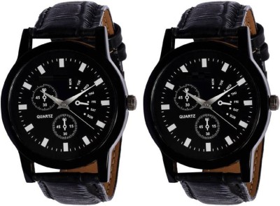 Miss Perfect Leather Black 005 Pack of 2 combo watches for boys Watch  - For Boys   Watches  (Miss Perfect)