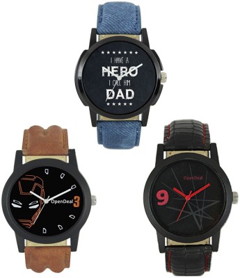 OpenDeal Pack Of 3 New Designer Stylish Leather Strap Watches Mens Watch Boys Watch Watch  - For Men   Watches  (OpenDeal)