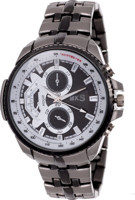 MKS Kasio Chain Chronograph Black & White style Watch for Men Kasio Watch  - For Men   Watches  (MKS)