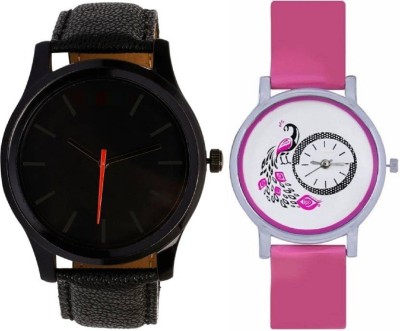 Miss Perfect Leather Black 008 and pink peacock 301 combo watches for men and women Watch  - For Boys   Watches  (Miss Perfect)