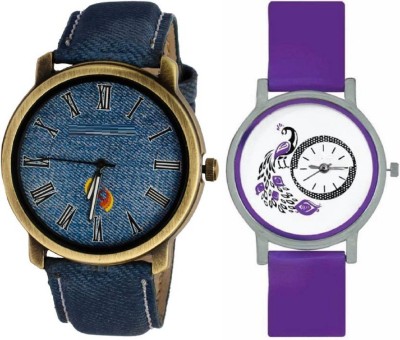 Miss Perfect Leather Blue 007 and Purple Peacock 301 combo watch for boys and girls Watch  - For Boys   Watches  (Miss Perfect)