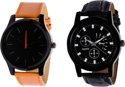 Miss Perfect Leather Brawn 009 and Black 005 Combo watches for boys Watch  - For Boys   Watches  (Miss Perfect)