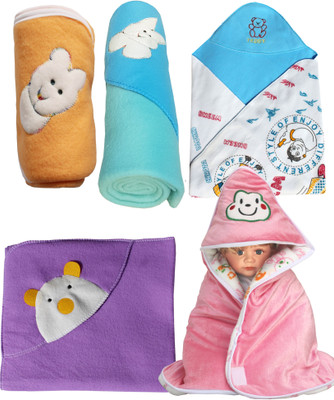 

My Newborn Cartoon  Hooded Baby Blanket(Polyester, Pink