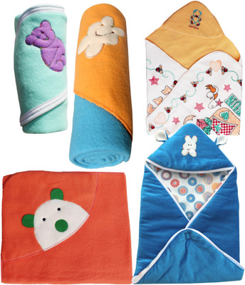 

My Newborn Cartoon  Hooded Baby Blanket(Polyester, Blue