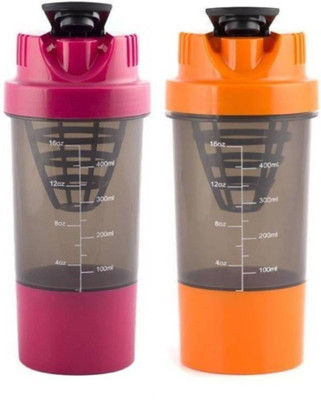 

S.Blaze Combo of 2 Sipper & Shaker 1000 ml Shaker(Pack of 2, Pink, Orange), Multicolor