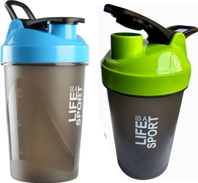 

S.Blaze Life Is A Sport Shaker Bottle, Protein Shaker 1000 ml Shaker(Pack of 2, Blue, Green), Multicolor