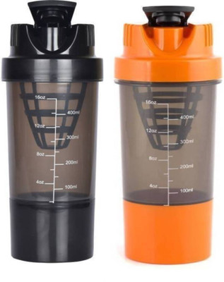 

S.Blaze Combo of 2 Shaker + Sipper 1000 ml Shaker(Pack of 2, Black, Orange), Multicolor