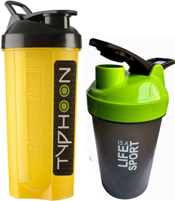 

S.Blaze Combo of 2 A Sport Shaker Bottle & Protein Shaker 1200 ml Shaker(Pack of 2, Yellow, Green), Multicolor