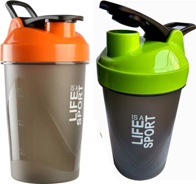 

S.Blaze Combo of 2 Good Quality Shaker Bottle 1000 ml Shaker(Pack of 2, Orange, Green), Multicolor