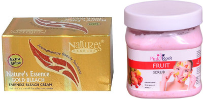 

NATURE ESSENCE Gold Bleach 200gm , Pink Root Fruit Scrub 500ml(Set of 2)