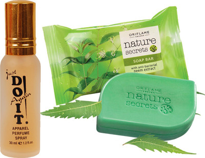 

Oriflame Sweden Nature Secrets Soap Bar with anti-bacterial Neem extract (30807) With Just Doit Parfume 30ml(Set of 2)