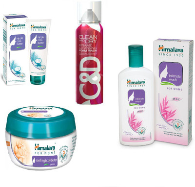 Himalaya Nipple Care Butter, Clean And Dry Foam Wash, Soothing Body Butter, Intimate Wash(Set of 4)