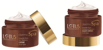 

Lotus Herbals Professional Dermo Spa Bulgarian Rose Skin Radiance crème 50gm and Renewal Night Crème 50gm(Set of 1)