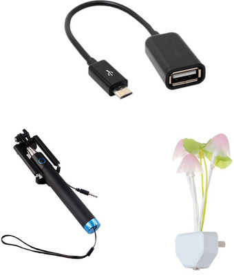 

MINIFOX OTG CABLE, SELFIE, MASHROOM NIGHT LAMP Combo Set