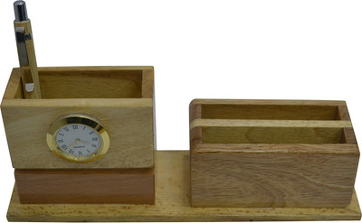 

Jaycoknit 3 Compartments WOODEN PEN STAND(Brown)