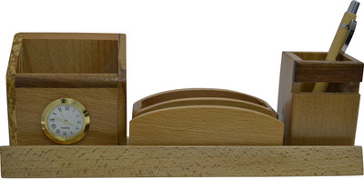 

Jaycoknit 4 Compartments WOODEN desk organizer(Brown)