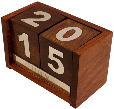 

WoodCart 0 Compartments wooden, H@ndmade Wooden Never Ending Date Calendar for Office Use Calander(Brown)