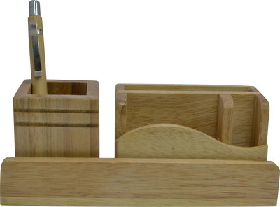 

Jaycoknit 4 Compartments WOODEN desk organizer(Brown)