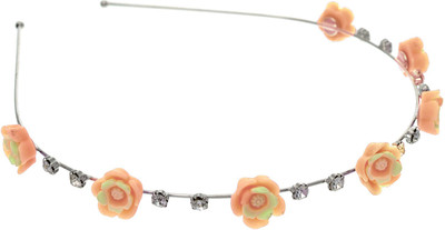 

Aaishwarya Peach Floral & Stone Studded Metal Hair Band(Beige)