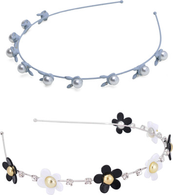 

Aaishwarya Grey Cute Bunny & Monochrome Floral Metal Hair Combo Hair Band(Multicolor)