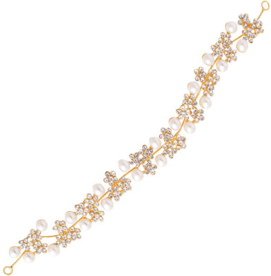 

Aaishwarya Dazzling Golden Pearl & Stones Floral Designed Bridal/wedding Hair/Head Band Party wear Tiara Hair Band(Gold)
