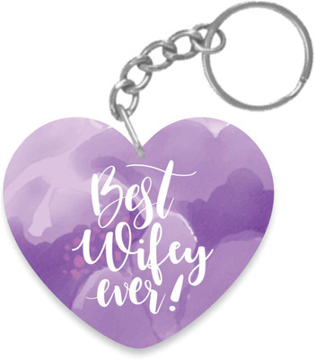 

Giftsmate Best Wifey Ever Heart Shape Wooden Keychain Keyring Key Chain