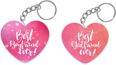 

Giftsmate Best Boyfriend Girlfriend Ever Heart Shape Wooden Keychain Keyring Set of 2 Key Chain