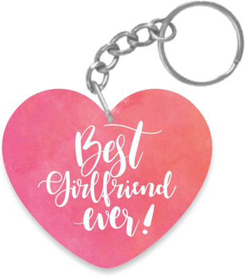 

Giftsmate Best Girlfriend Ever Heart Shape Wooden Keychain Keyring Key Chain