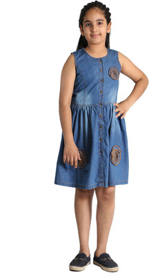 

Paul & doll Girls Midi/Knee Length Party Dress(Blue, Sleeveless