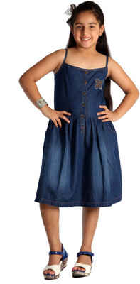 

Paul & Doll Girls Midi/Knee Length Party Dress(Dark Blue, Noodle strap, Indigo