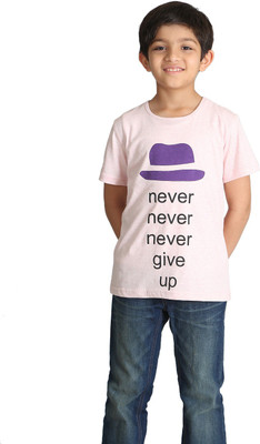 

Paul & doll Boys Printed Cotton T Shirt(Pink, Pack of 1, Pink melange