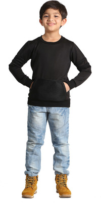 

Paul & doll Boys Solid Polyester T Shirt(Black, Pack of 1