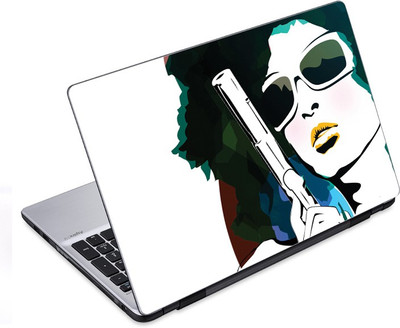 ezyPRNT Girl with Pistol (14 to 14.9 inch) Vinyl Laptop Decal 14