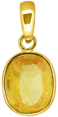 TEJVIJ AND SONS 11.25 Ratti Natural Pukhraj Panchdhatu Pendent Gold Plated GLI Certified Gold-plated Sapphire Metal Pendant