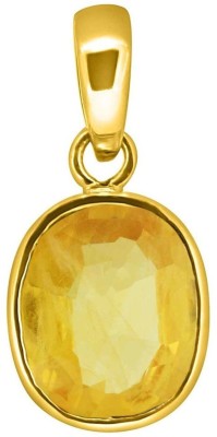 TEJVIJ AND SONS 5.25 Ratti Natural Pukhraj Panchdhatu Pendent Gold Plated GLI Certified Gold-plated Sapphire Metal Pendant