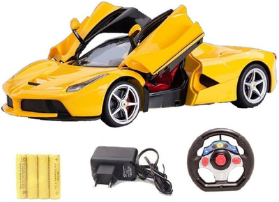 

Variety Gift Centre Gravity Sensing Steering Remote Control Ferrari R/C Car with Openable Doors and Rechargable Batteries.(Yellow)
